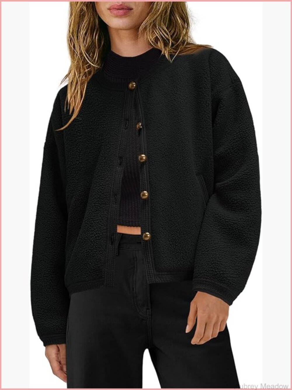 Sherpa Fleece Button Down Cardigan Jacket Winter Coat Chunky Knit